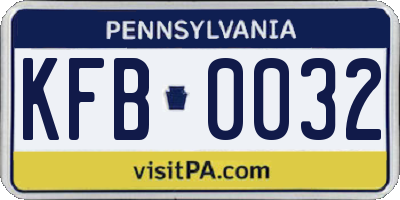 PA license plate KFB0032