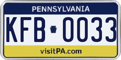 PA license plate KFB0033