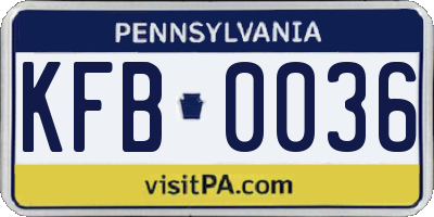 PA license plate KFB0036