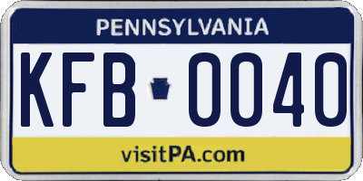 PA license plate KFB0040