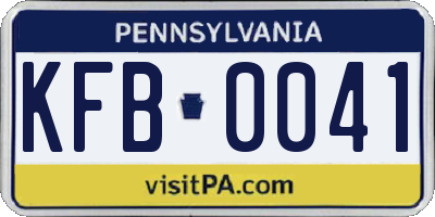 PA license plate KFB0041