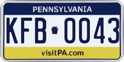 PA license plate KFB0043