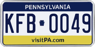PA license plate KFB0049