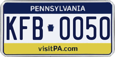 PA license plate KFB0050