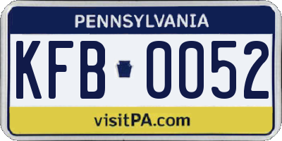PA license plate KFB0052