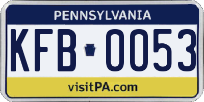 PA license plate KFB0053