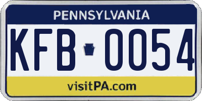 PA license plate KFB0054