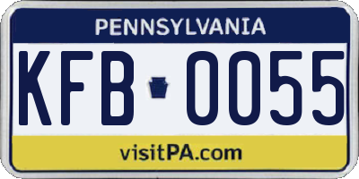 PA license plate KFB0055