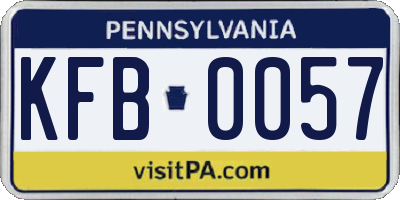 PA license plate KFB0057