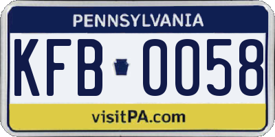 PA license plate KFB0058