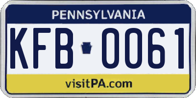 PA license plate KFB0061