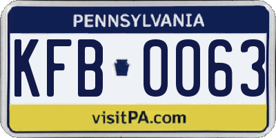 PA license plate KFB0063