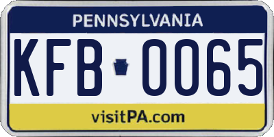PA license plate KFB0065