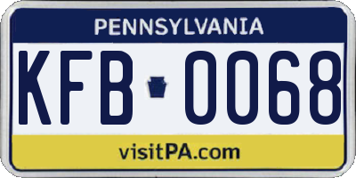 PA license plate KFB0068