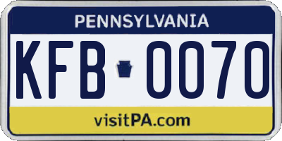 PA license plate KFB0070