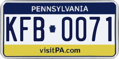 PA license plate KFB0071