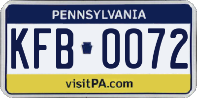 PA license plate KFB0072
