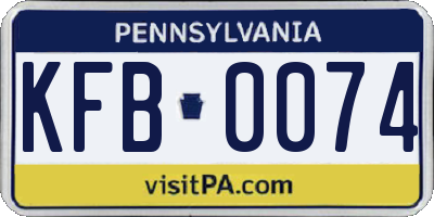 PA license plate KFB0074