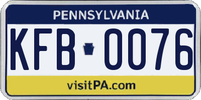 PA license plate KFB0076