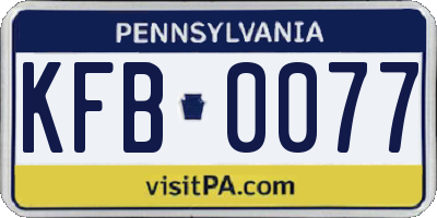 PA license plate KFB0077