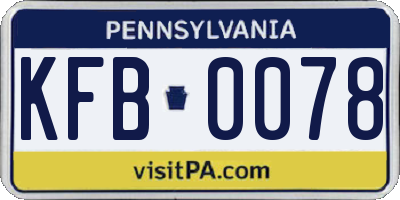 PA license plate KFB0078