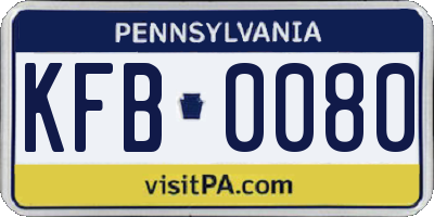 PA license plate KFB0080