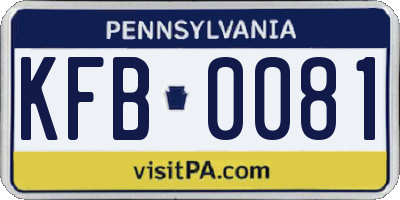 PA license plate KFB0081