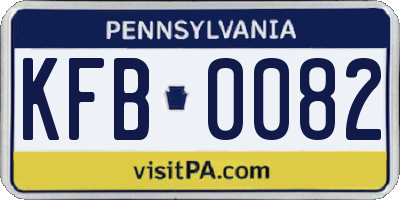 PA license plate KFB0082