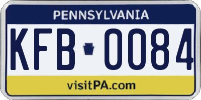 PA license plate KFB0084