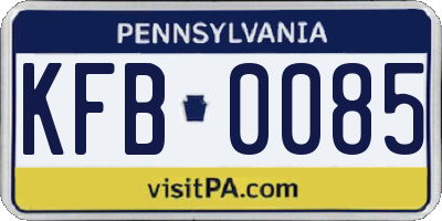 PA license plate KFB0085