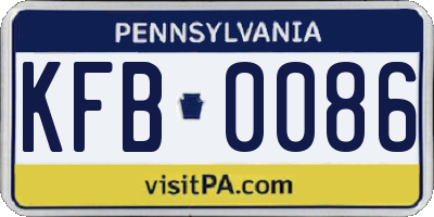 PA license plate KFB0086