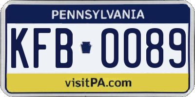 PA license plate KFB0089