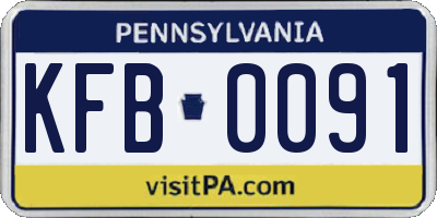 PA license plate KFB0091