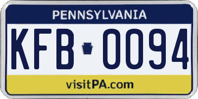 PA license plate KFB0094