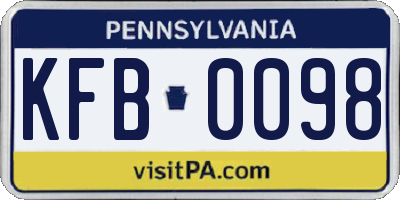PA license plate KFB0098