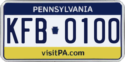 PA license plate KFB0100