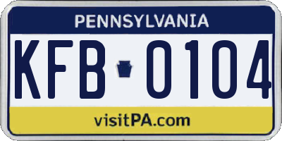 PA license plate KFB0104