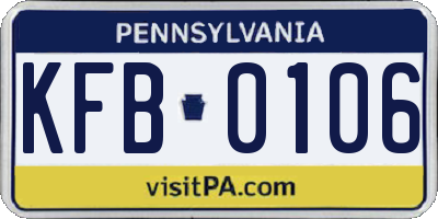 PA license plate KFB0106