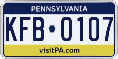 PA license plate KFB0107