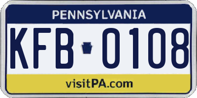 PA license plate KFB0108