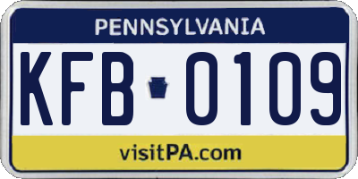 PA license plate KFB0109