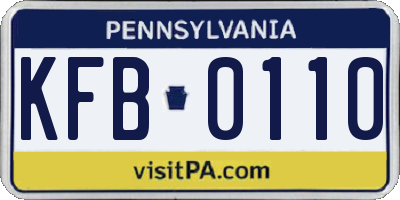PA license plate KFB0110