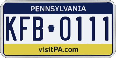 PA license plate KFB0111