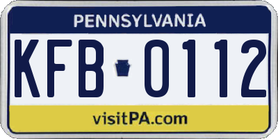 PA license plate KFB0112