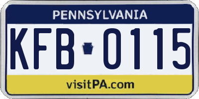 PA license plate KFB0115