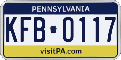 PA license plate KFB0117
