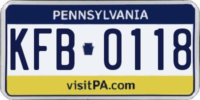 PA license plate KFB0118