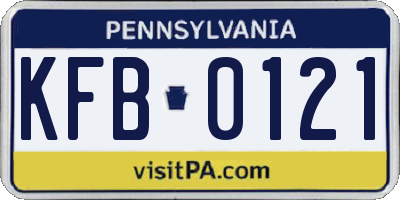 PA license plate KFB0121