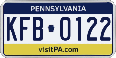 PA license plate KFB0122