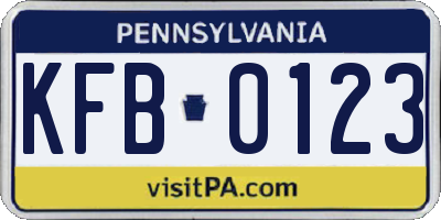 PA license plate KFB0123